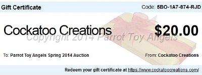 cc gift cert.jpg - Cockatoo Creations $20 Gift Certificate